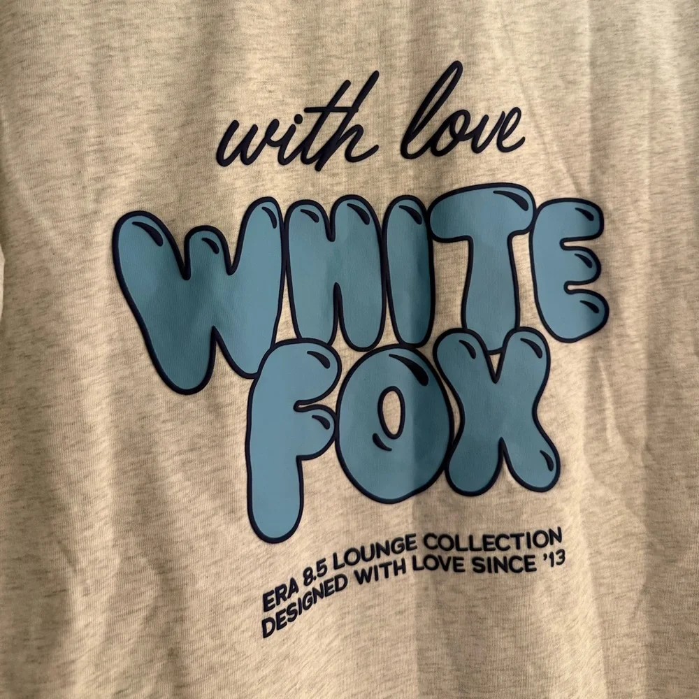 White Fox Boutique With Love Always Oversized Tee Grey Marle 100% Cotton - Picture 12 of 14